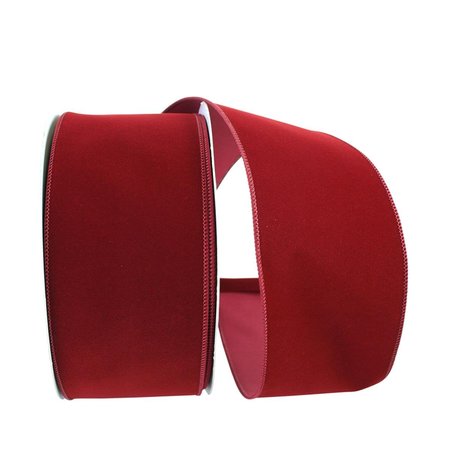 RELIANT RIBBON Value Velvet Wired Edge Ribbon Burgundy 4 in. x 50 yards 92270W-090-10K